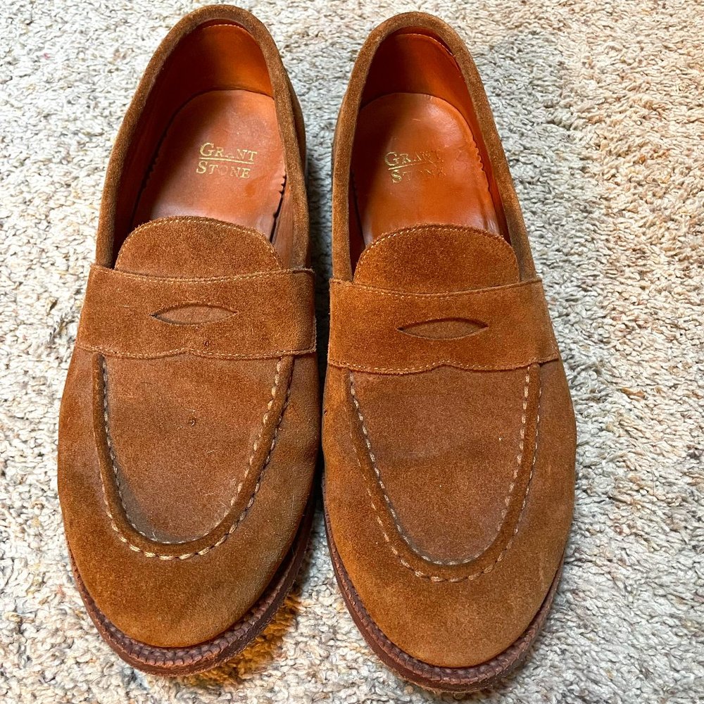 Grant Stone Traveler Penny Bourbon Suede 9.5E
